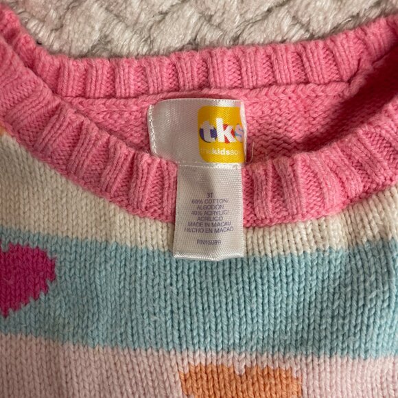 TKS Kids Pink Multi Color Hearts Knit Sweater Vest Size 3T Kidcore Preppy - Picture 3 of 5